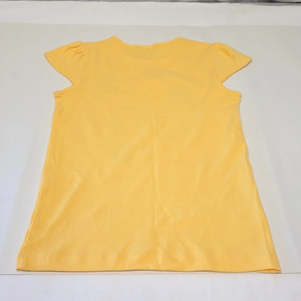 Gymboree Graphic Tee Girls 8 Yellow Glitter Fox Bow Cap Sleeve Shirt